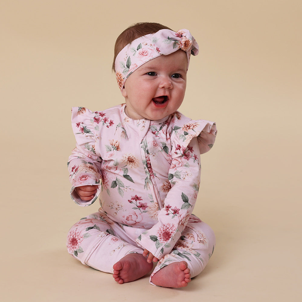 Birds & Blooms Organic Snugglesuit Convertible Romper with Frill