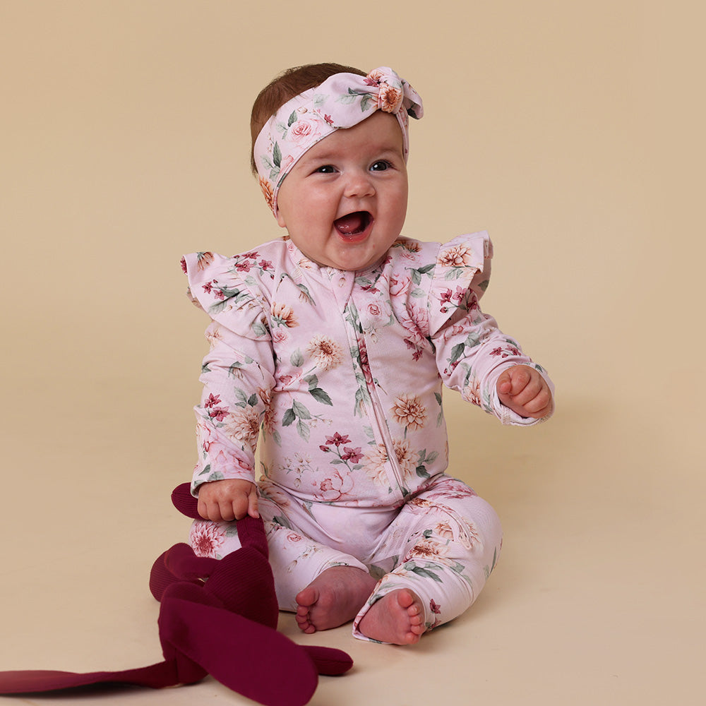 Birds & Blooms Organic Snugglesuit Convertible Romper with Frill