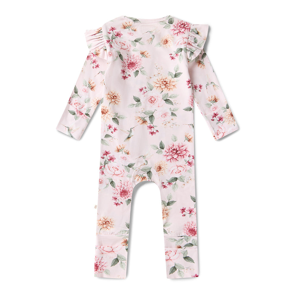 Birds & Blooms Organic Snugglesuit Convertible Romper with Frill