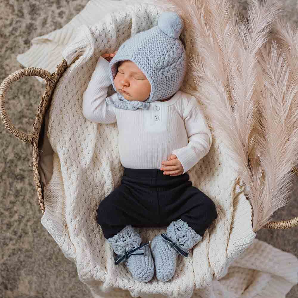 Merino Wool Bonnet & Booties