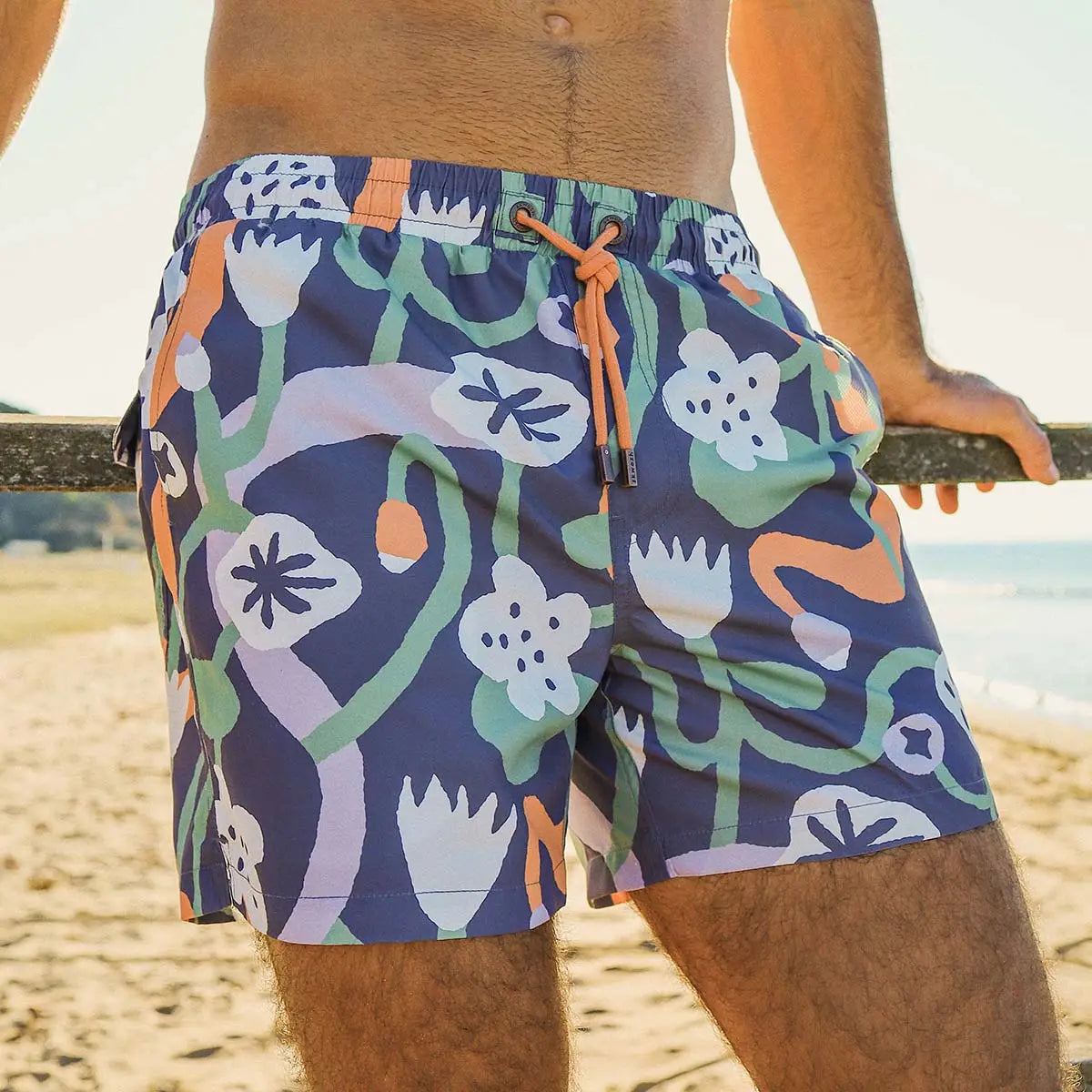 Nan's Backyard Swim Shorts in Navy
