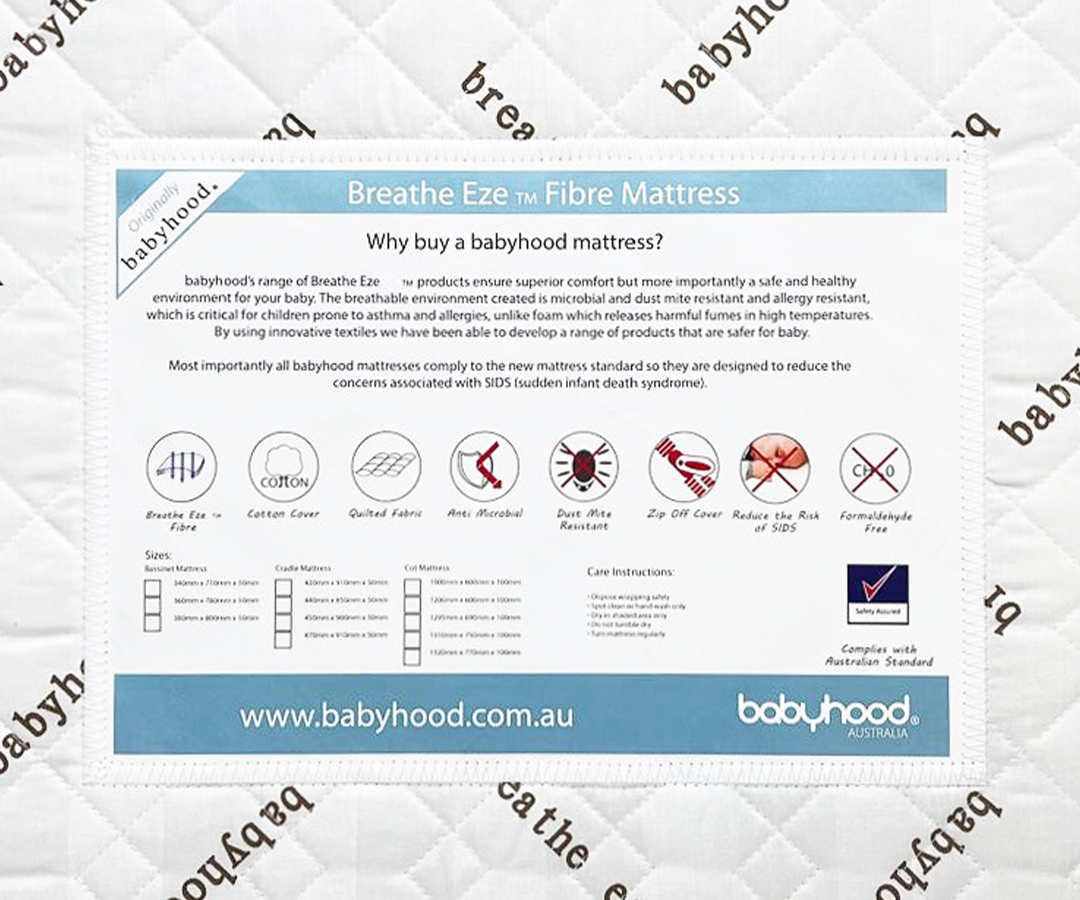 Breathe Eze Cot Mattress Size: 1295 mm x 690 mm x 100 mm