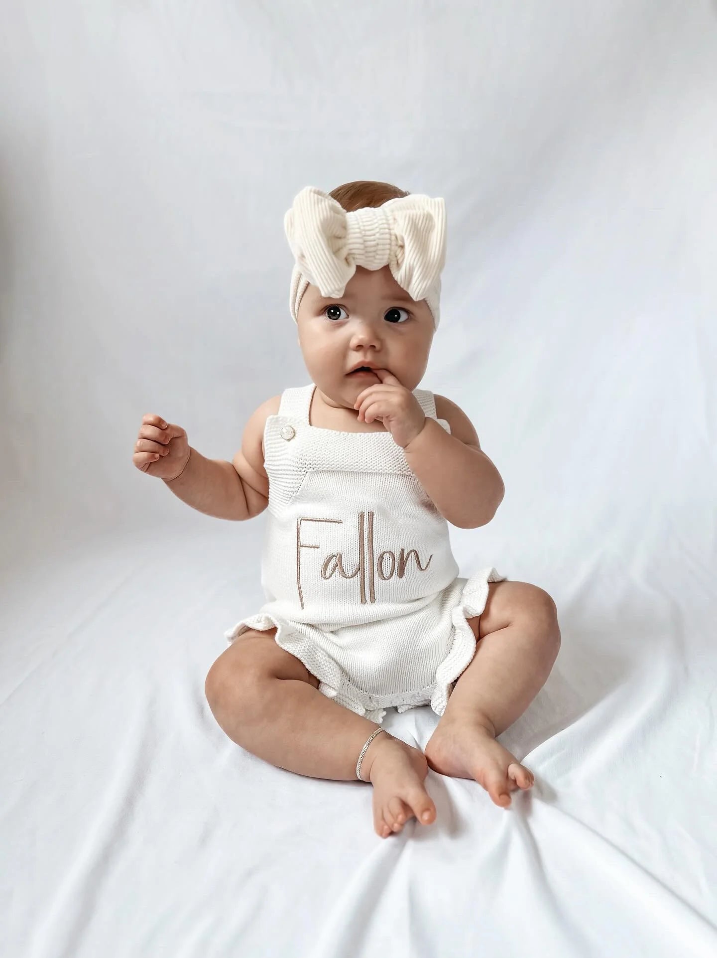 Chunky Velvet Ribbed Bow Headband Buttermilk