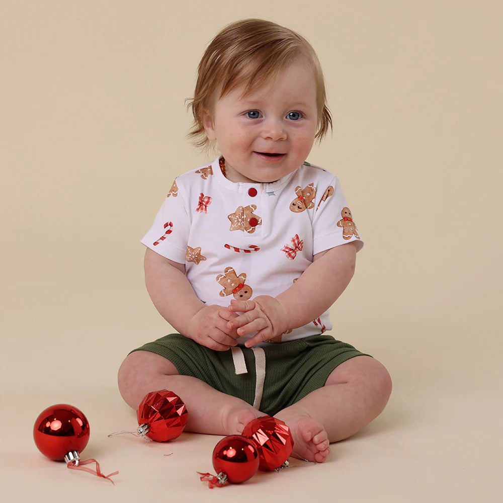 Gingerbread Short Sleeve Organic Bodysuit