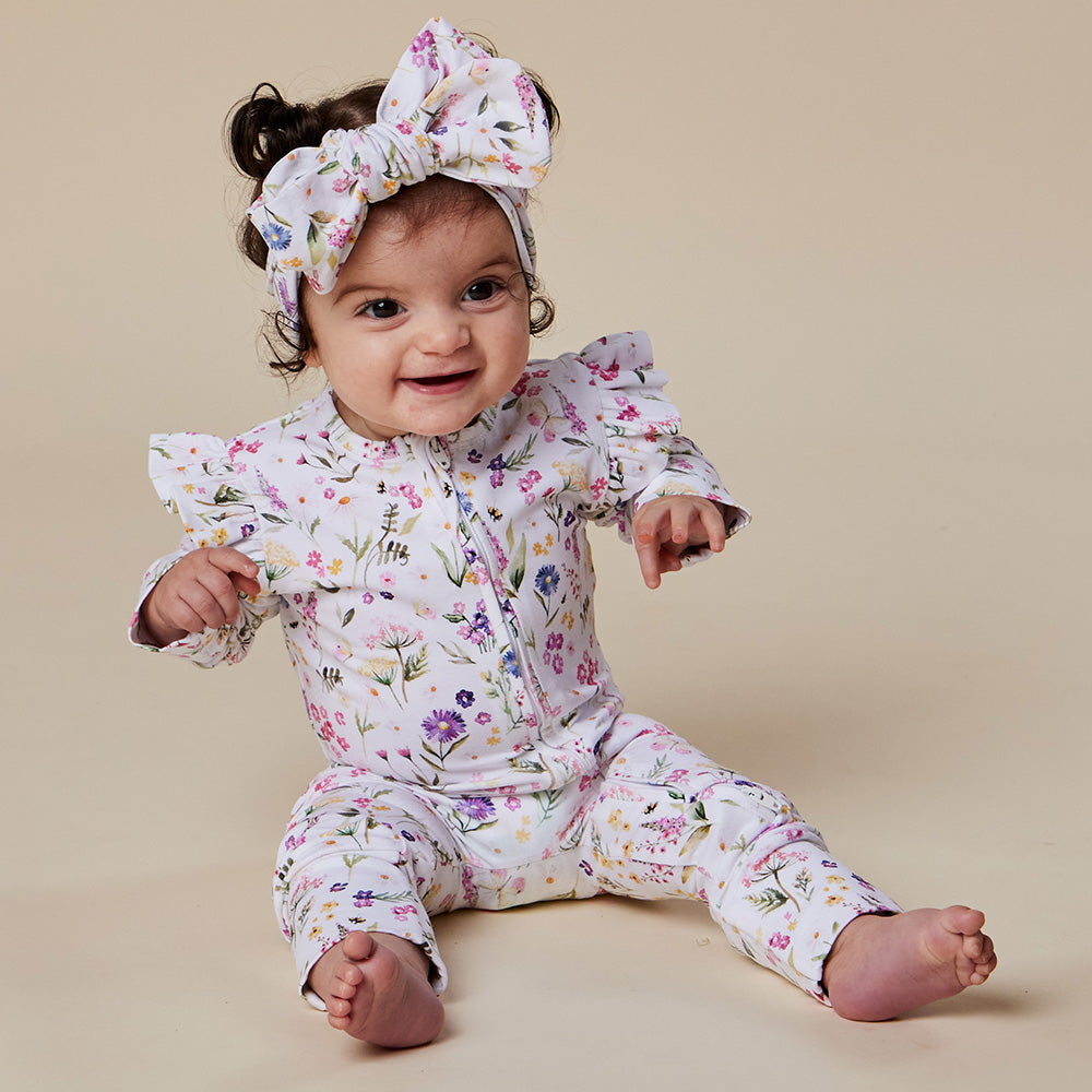 Gracie Organic Snugglesuit Convertible Romper with Frill