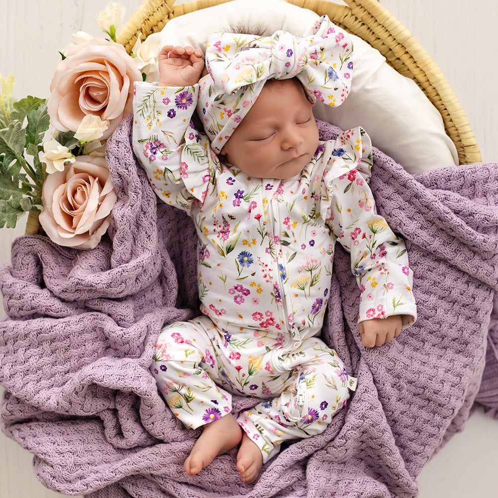 Gracie Organic Snugglesuit Convertible Romper with Frill
