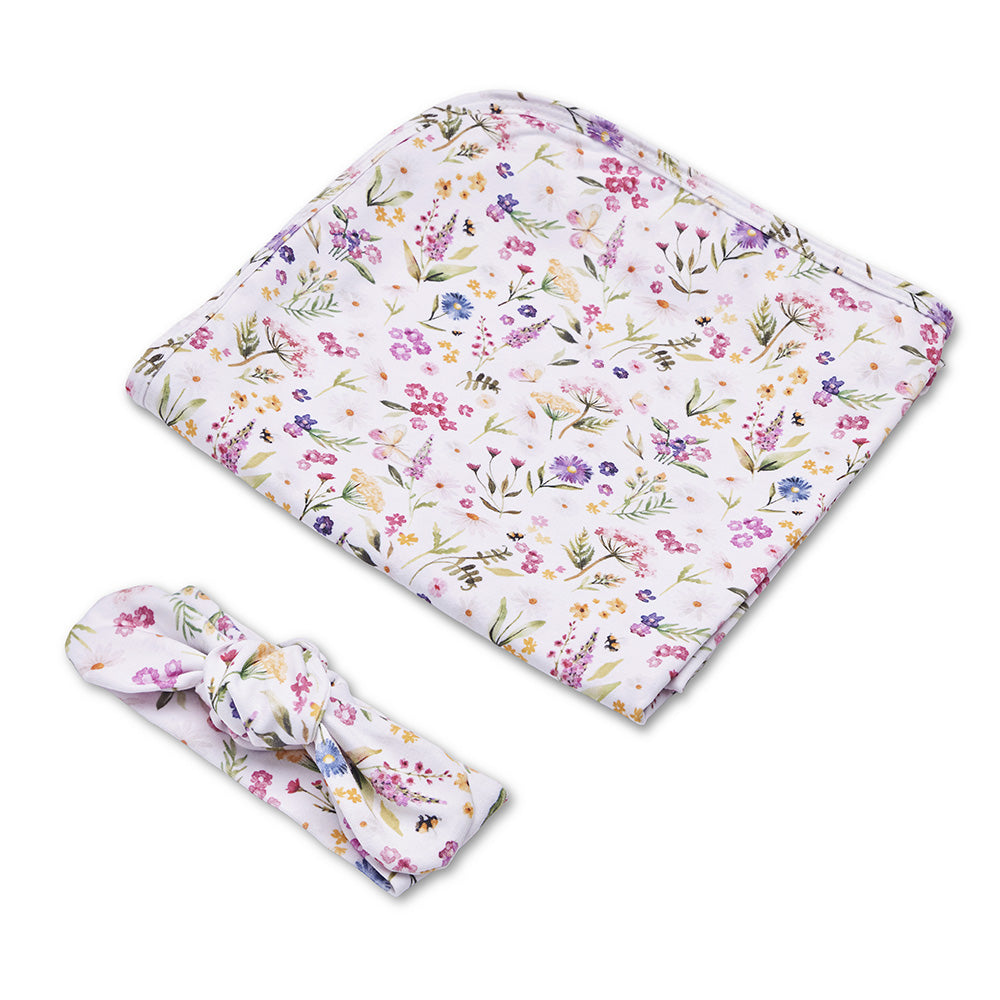 Organic Jersey Wrap & Beanie or Topknot Set