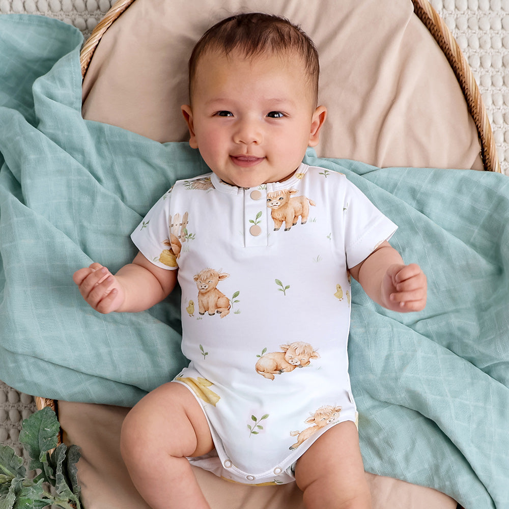 Highland Cows Short Sleeve Organic Bodysuit