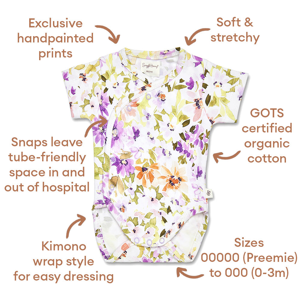 Snuggle Hunny Short Sleeve Organic Kimono Bodysuit