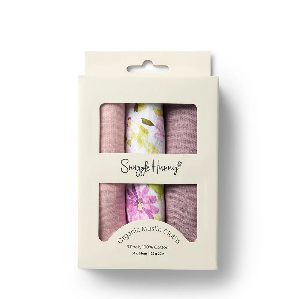 Small Organic Muslin Cloths 3 Pack