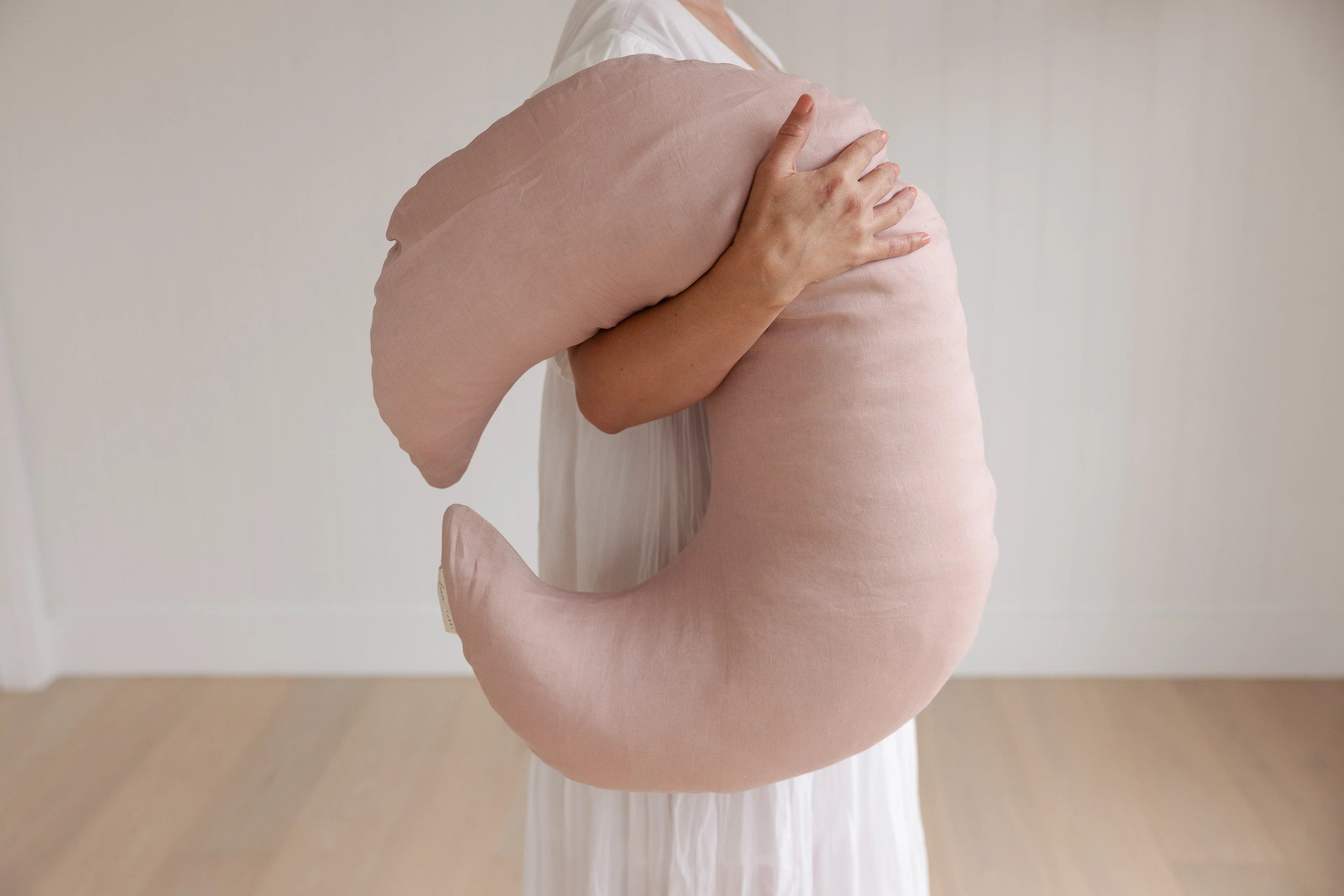 Linen Label Nursing Pillow and Cover – Moon Shape