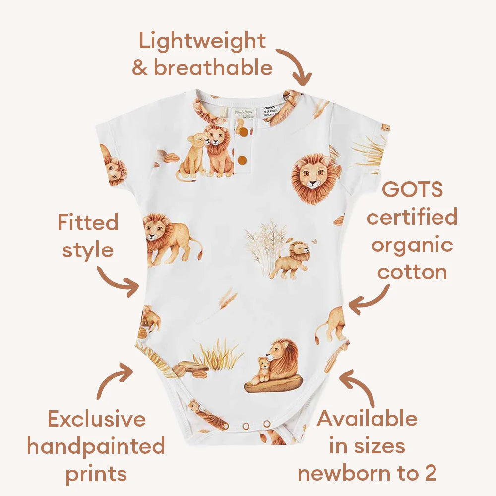 Lion Short Sleeve Organic Bodysuit