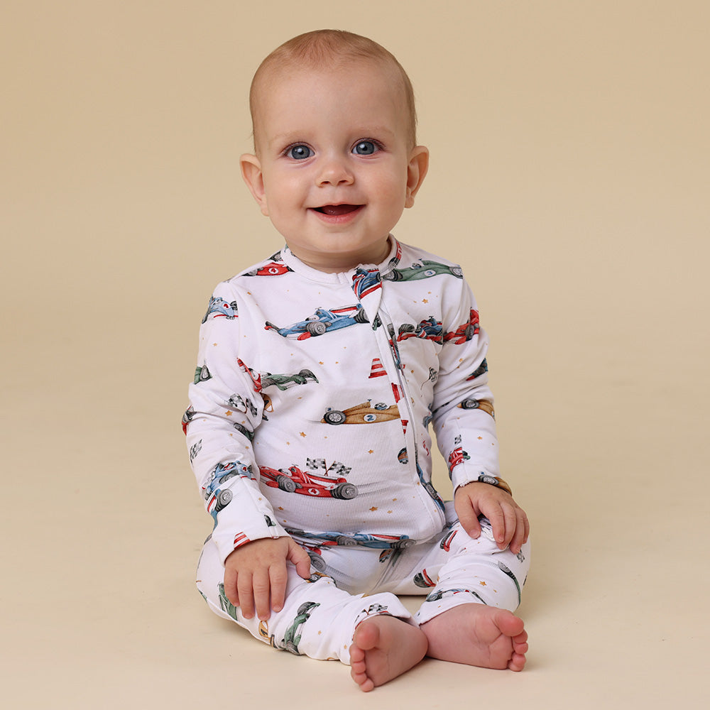Little Racers Organic Snugglesuit Convertible Romper