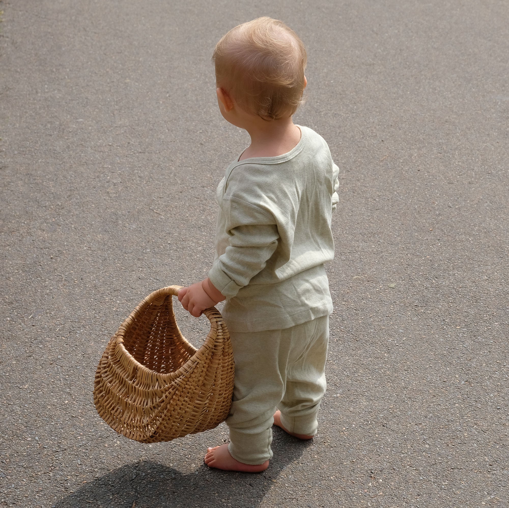 Organic Ribbed Baby Pants Sage