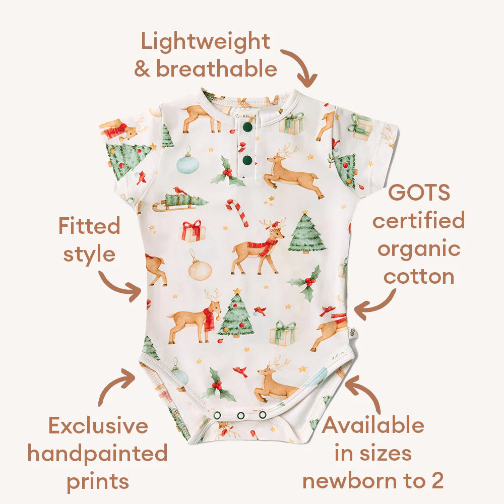 Prancer & Friends Short Sleeve Organic Bodysuit