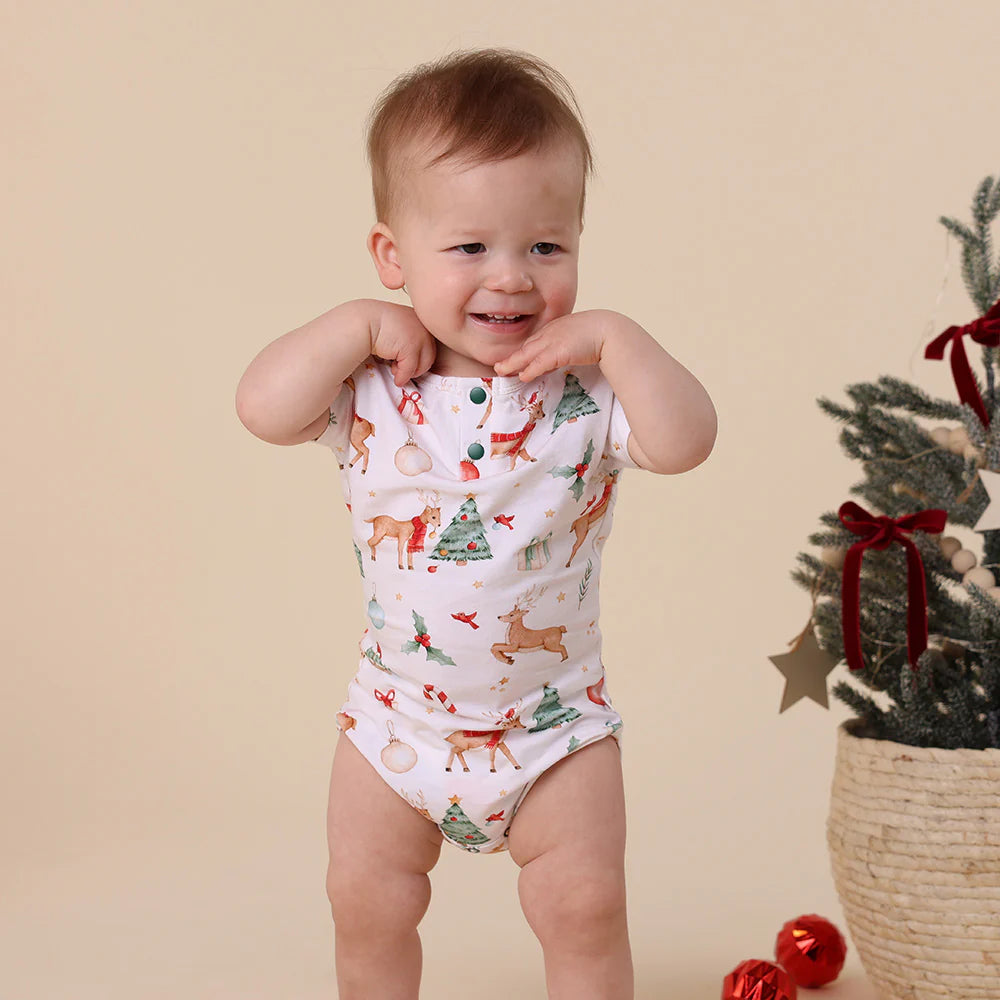 Prancer & Friends Short Sleeve Organic Bodysuit