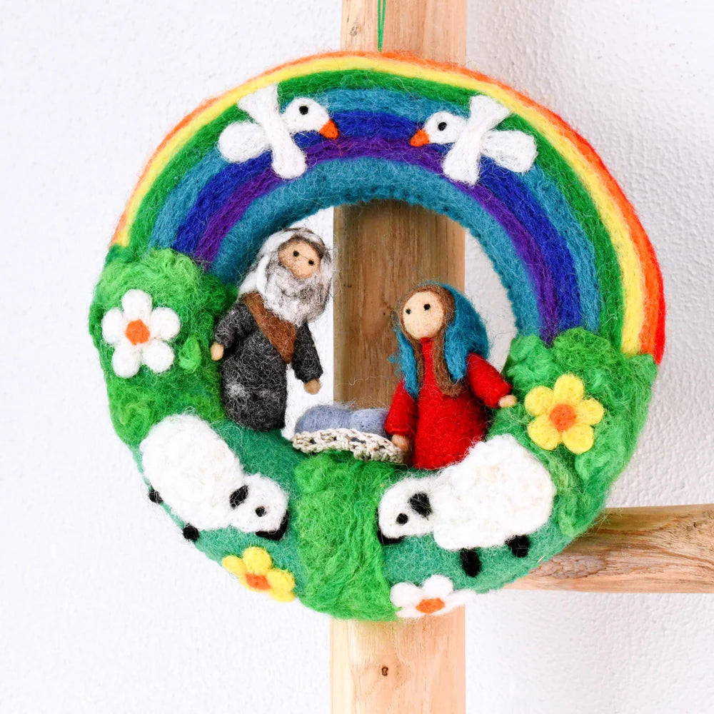 Felt Christmas Rainbow Nativity Wreath