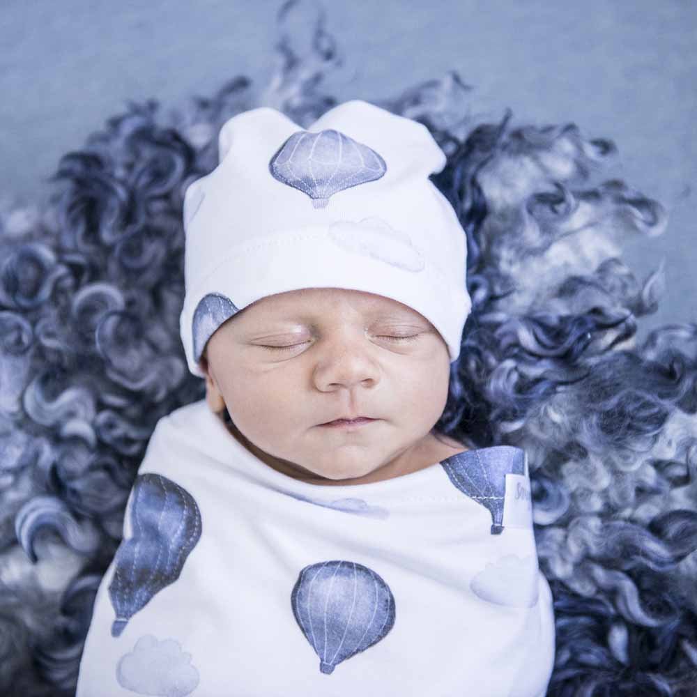 Snuggle Hunny Stretch Cotton Snuggle Swaddle & Beanie or Top Knot Set