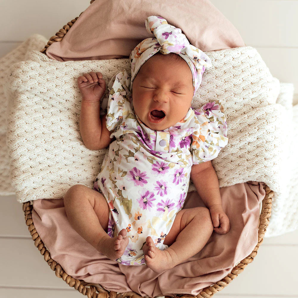 Isla Short Sleeve Organic Bodysuit with Frill