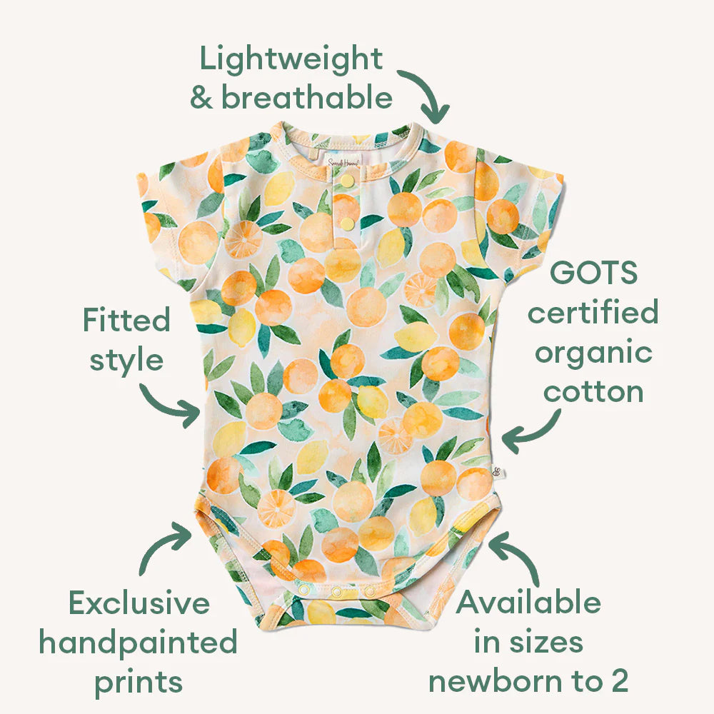 Sunny Citrus Short Sleeve Organic Bodysuit