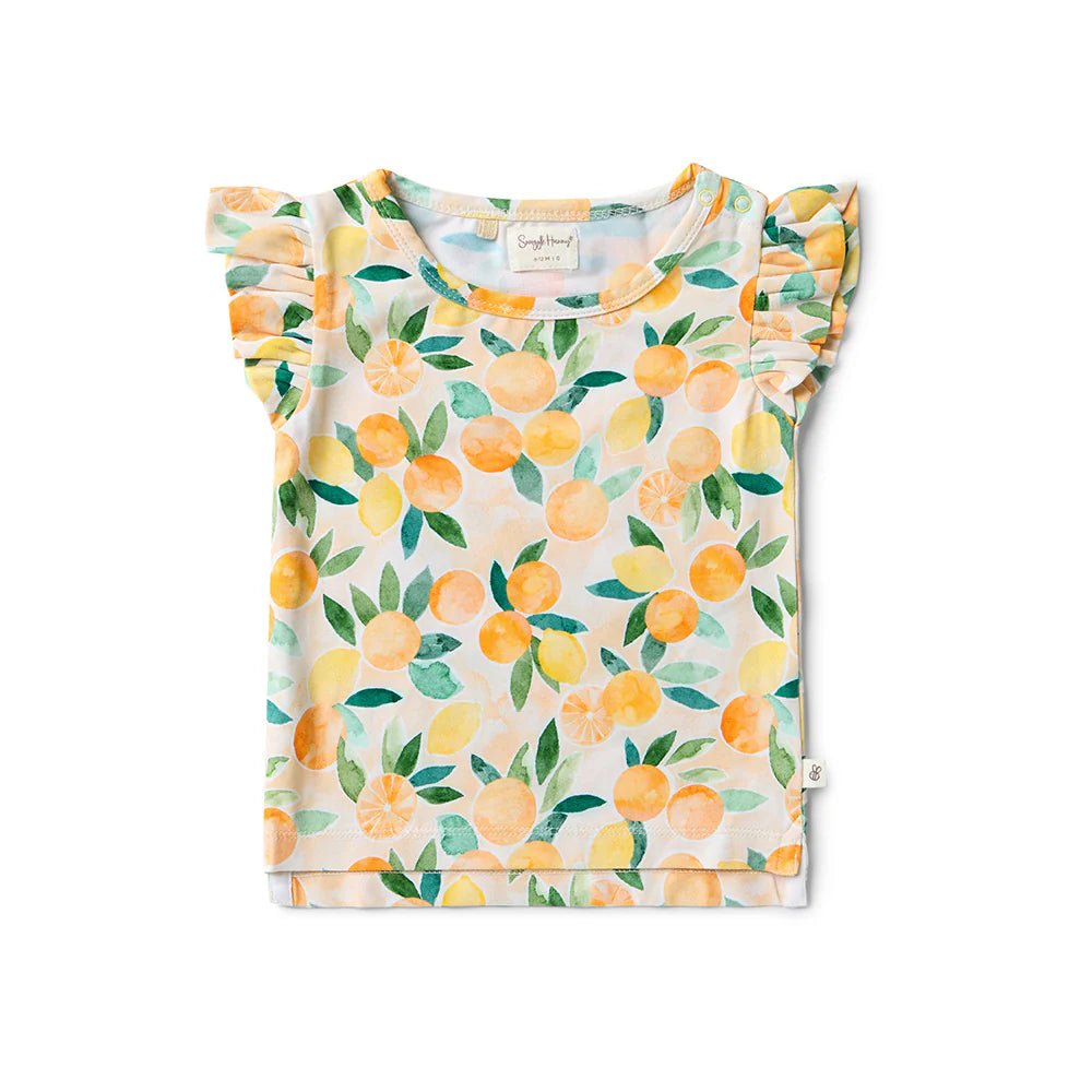 Sunny Citrus Organic T-Shirt with Frill