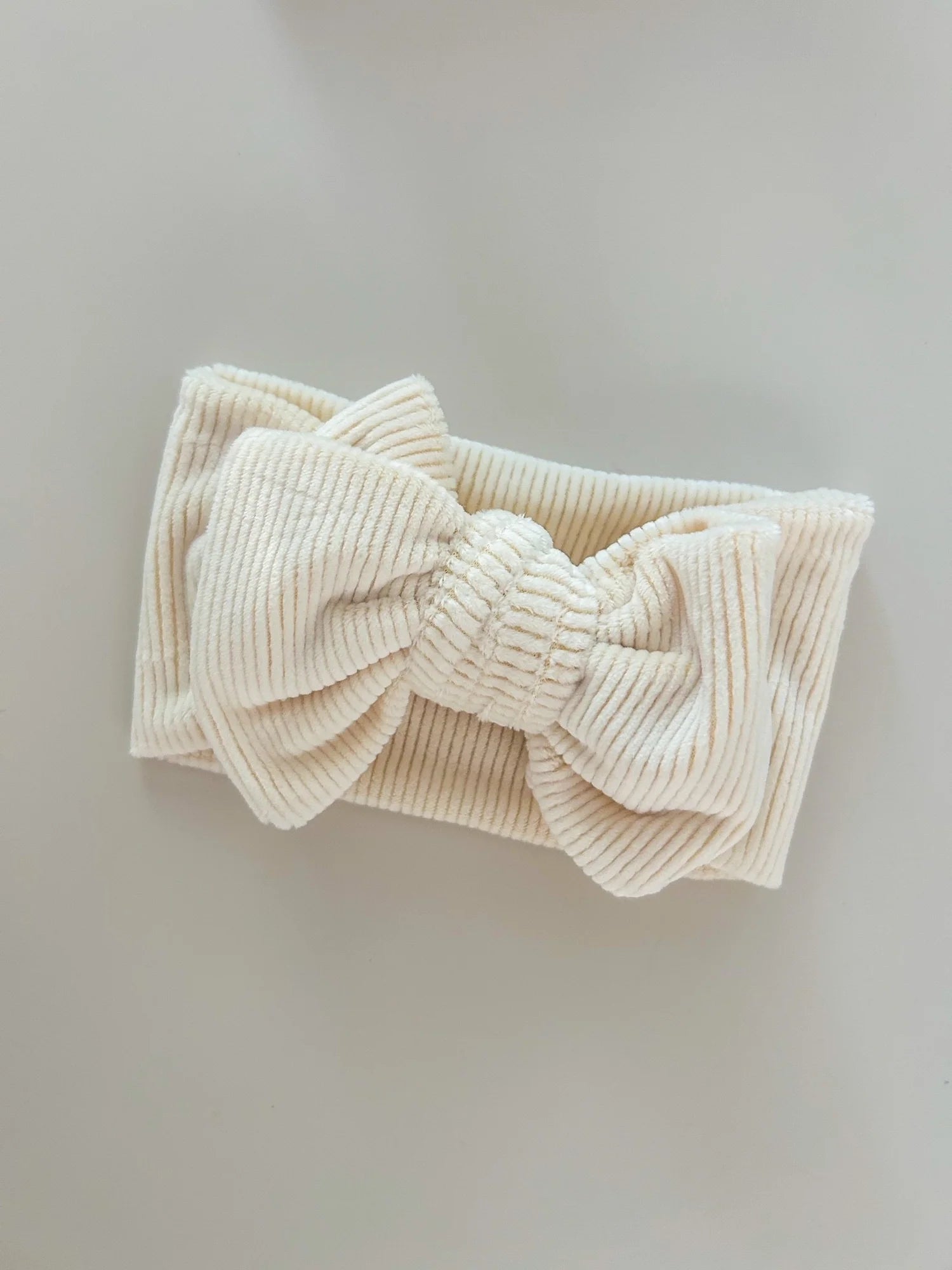 Chunky Velvet Ribbed Bow Headband Buttermilk