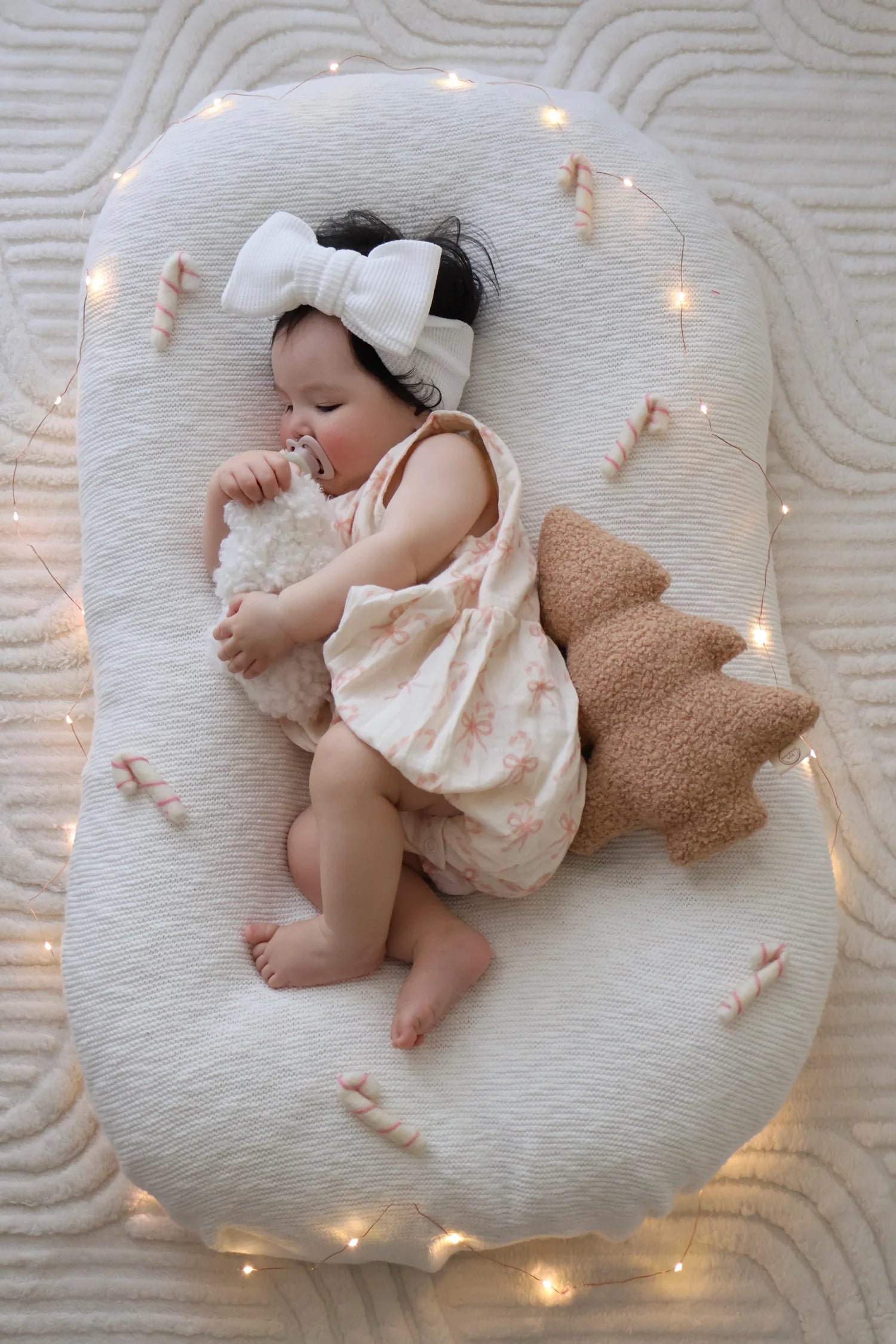 Muslin Bow Candy Cane Romper