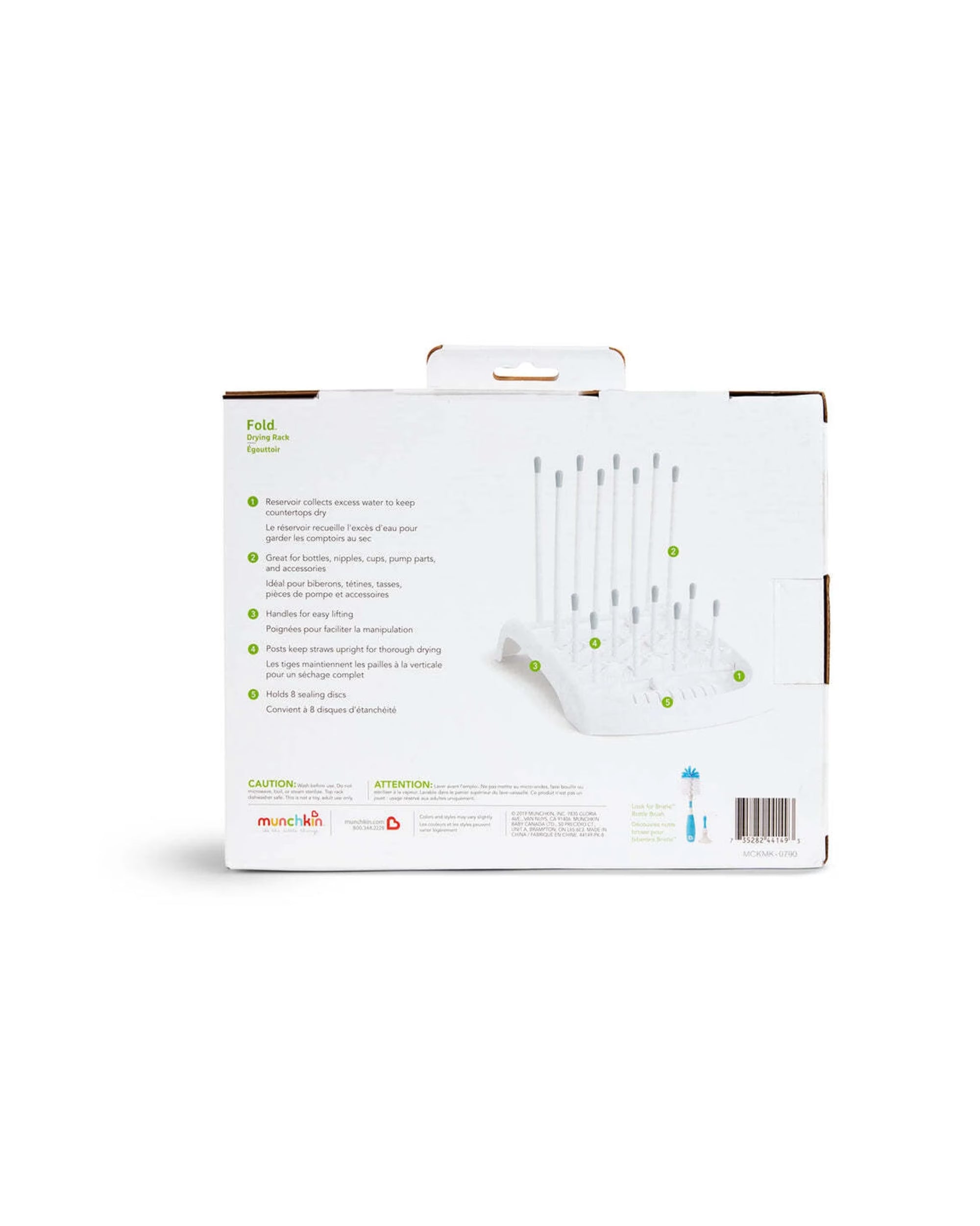 Munchkin Fold-up Adjustable Anti-scratch Baby Bottle Cup Straw Air Drying Rack