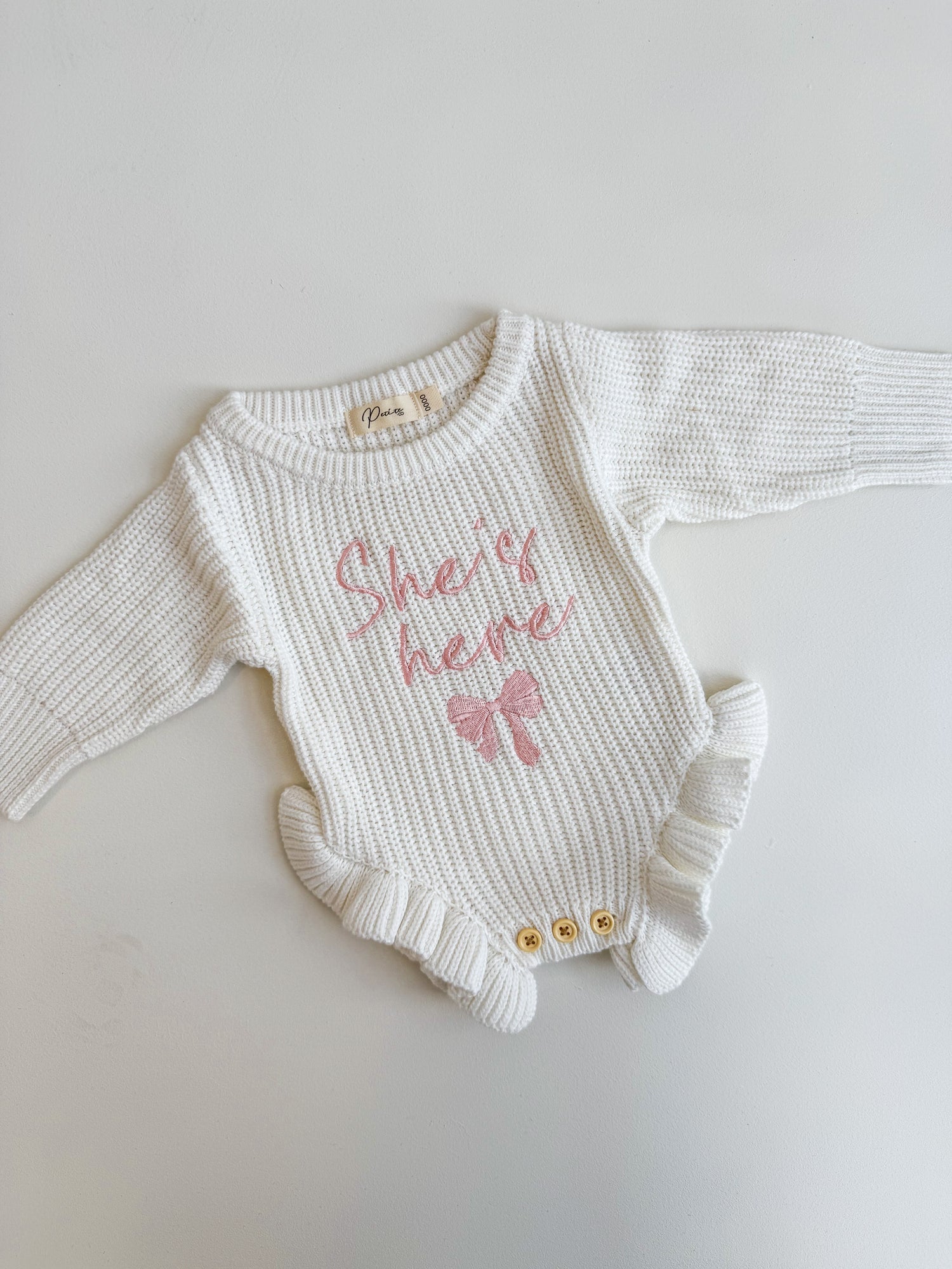 She's here frill leg romper milk