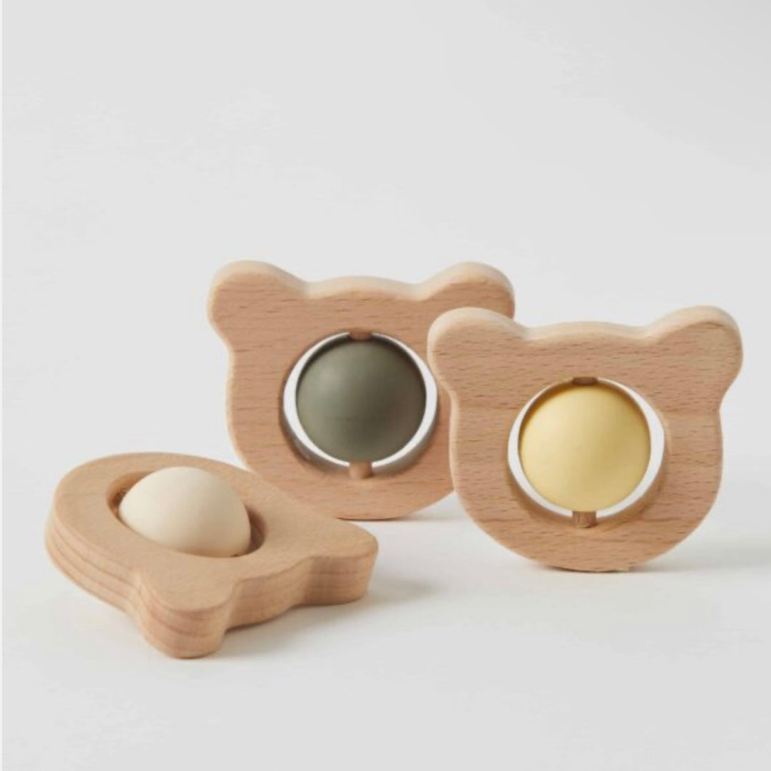 Nordic Kids Bowie Bear Teether - Silicone & Wood