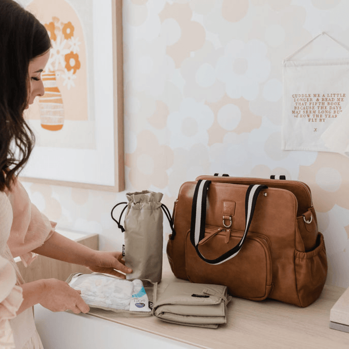 Triple Tote -Tan Vegan Leather