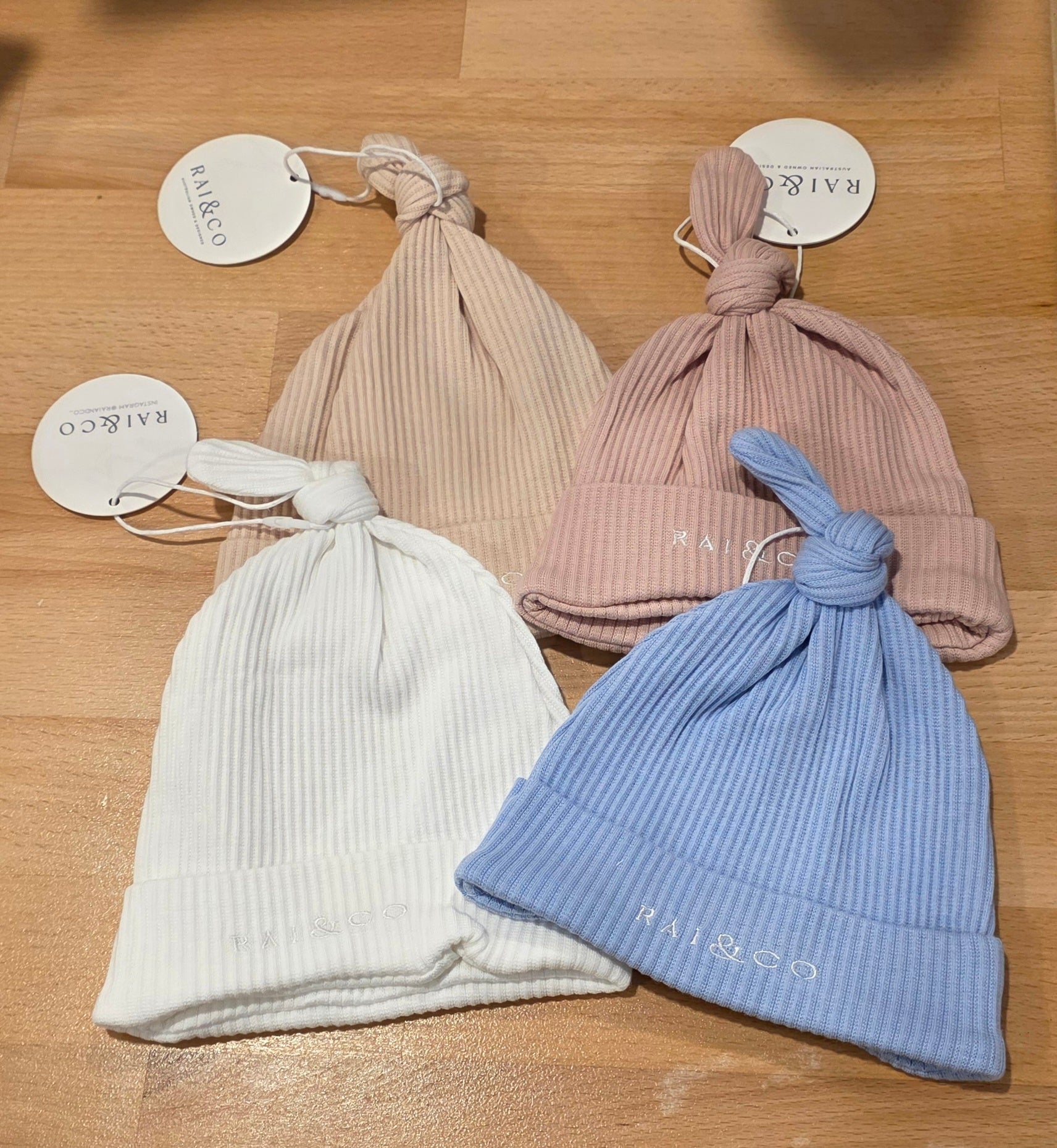 Baby Beanie Ribbed Knotted