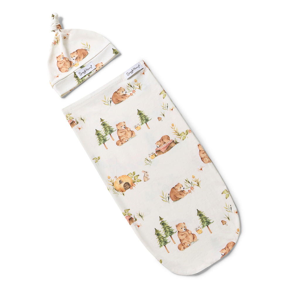 Snuggle Hunny Stretch Cotton Snuggle Swaddle & Beanie or Top Knot Set