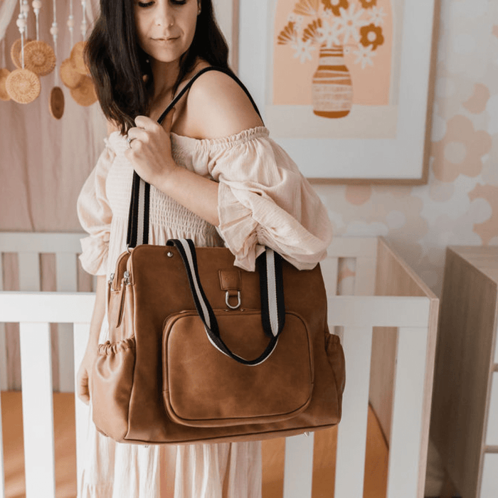 Triple Tote -Tan Vegan Leather