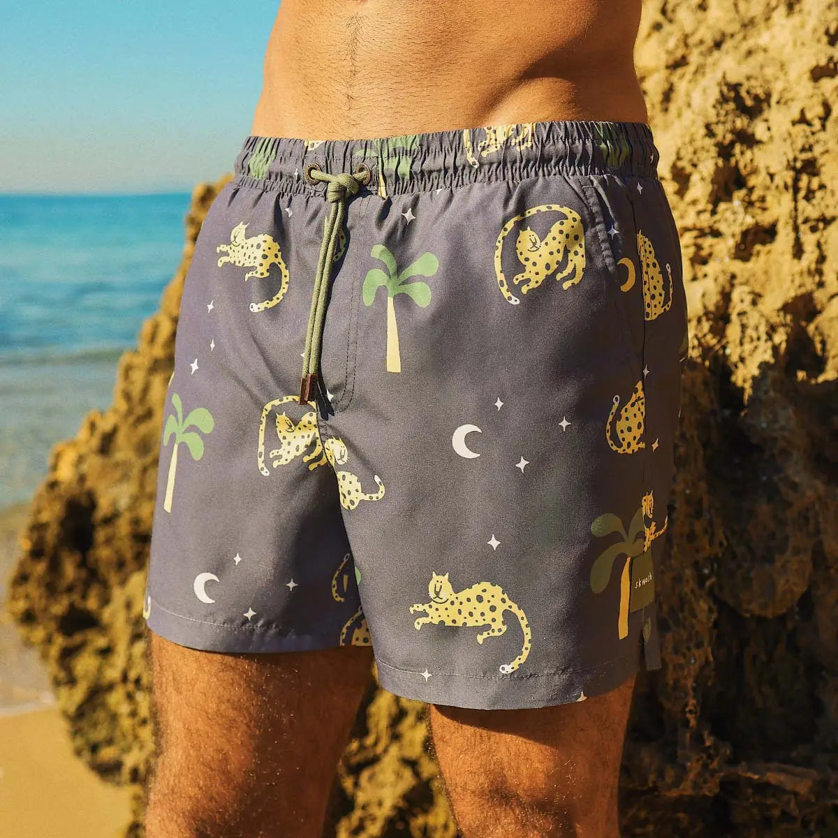 Leopard Night Mens Swim Shorts