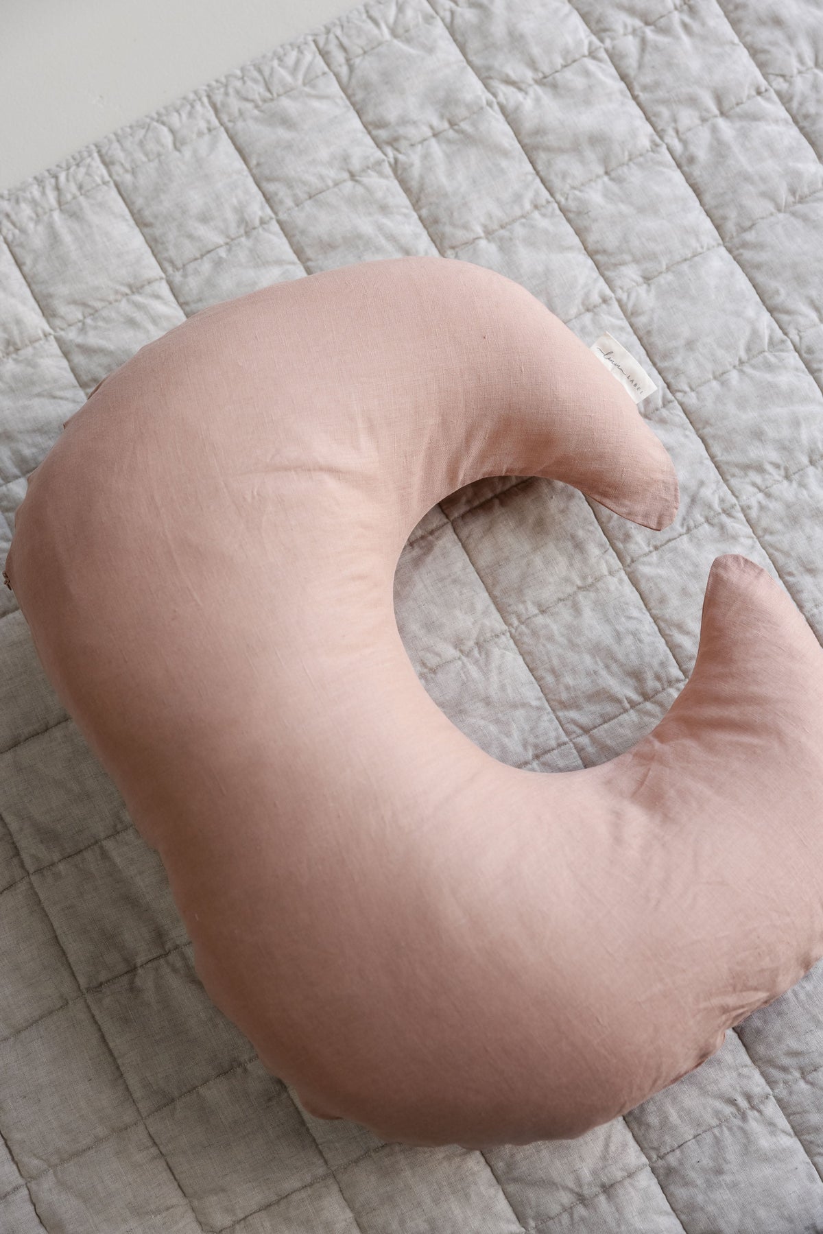 Linen Label Nursing Pillow and Cover – Moon Shape