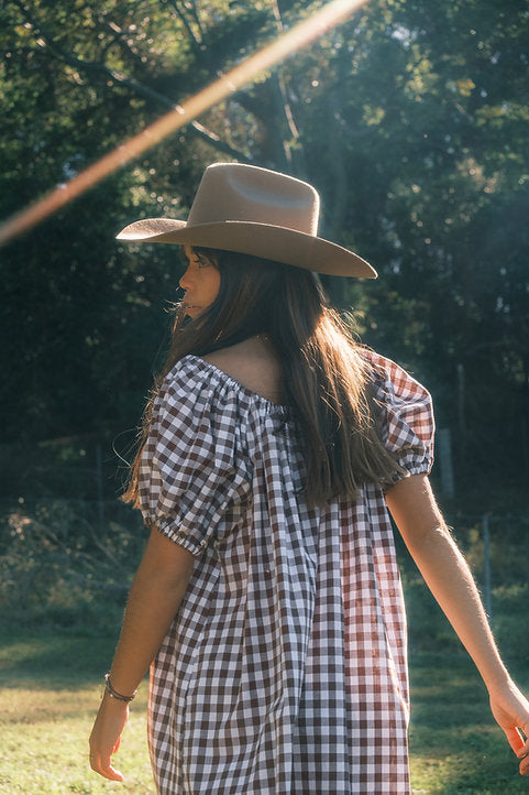 Mumma Maxi Dress - Chocolate Brown Gingham