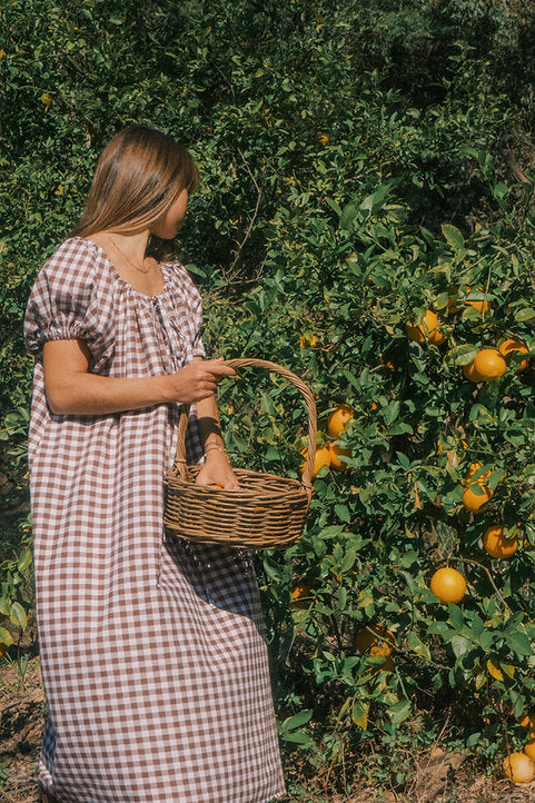 Mumma Maxi Dress - Chocolate Brown Gingham