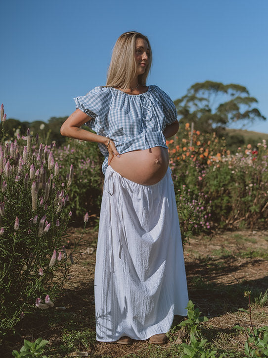 Birdie Smock Blouse || Duck Egg Blue Gingham