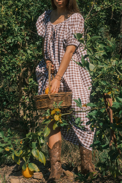 Mumma Maxi Dress - Chocolate Brown Gingham