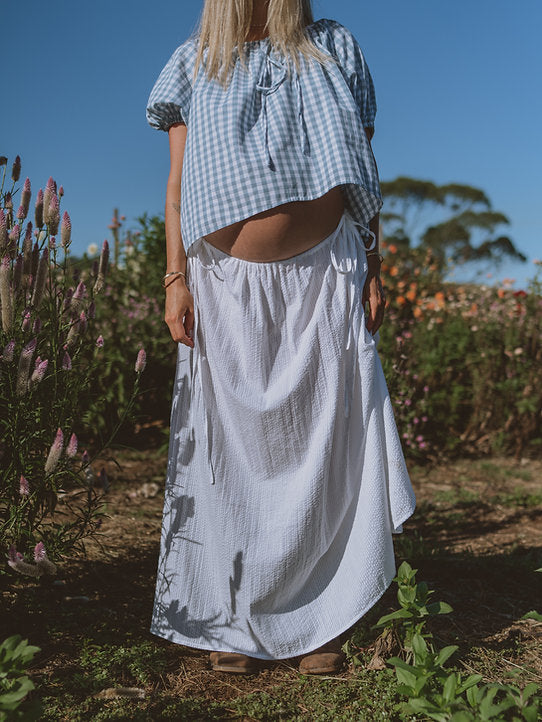 Birdie Smock Blouse || Duck Egg Blue Gingham