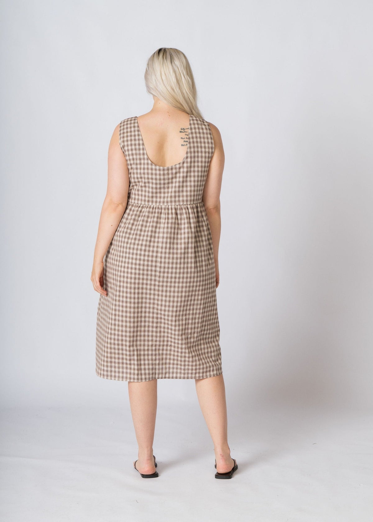 Nila Plaid Midi Dress with breastfeeding feature