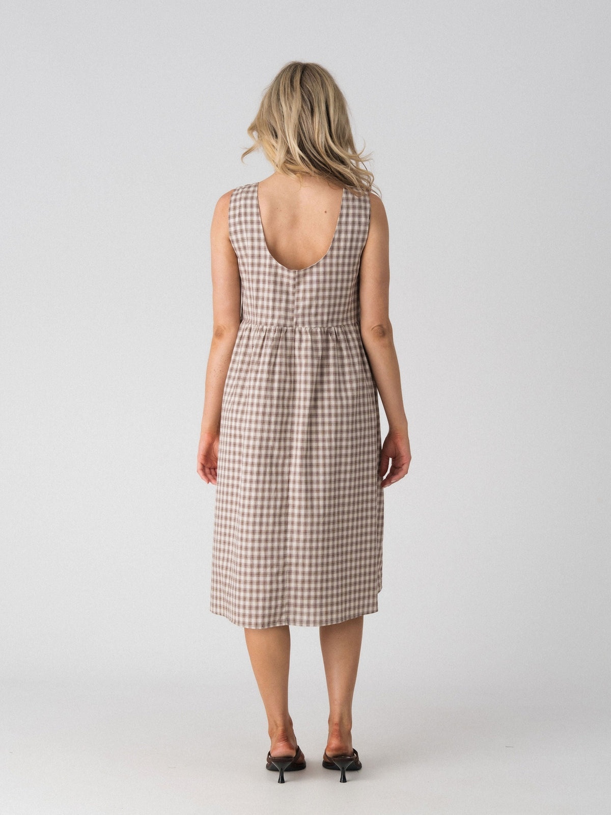 Nila Plaid Midi Dress with breastfeeding feature