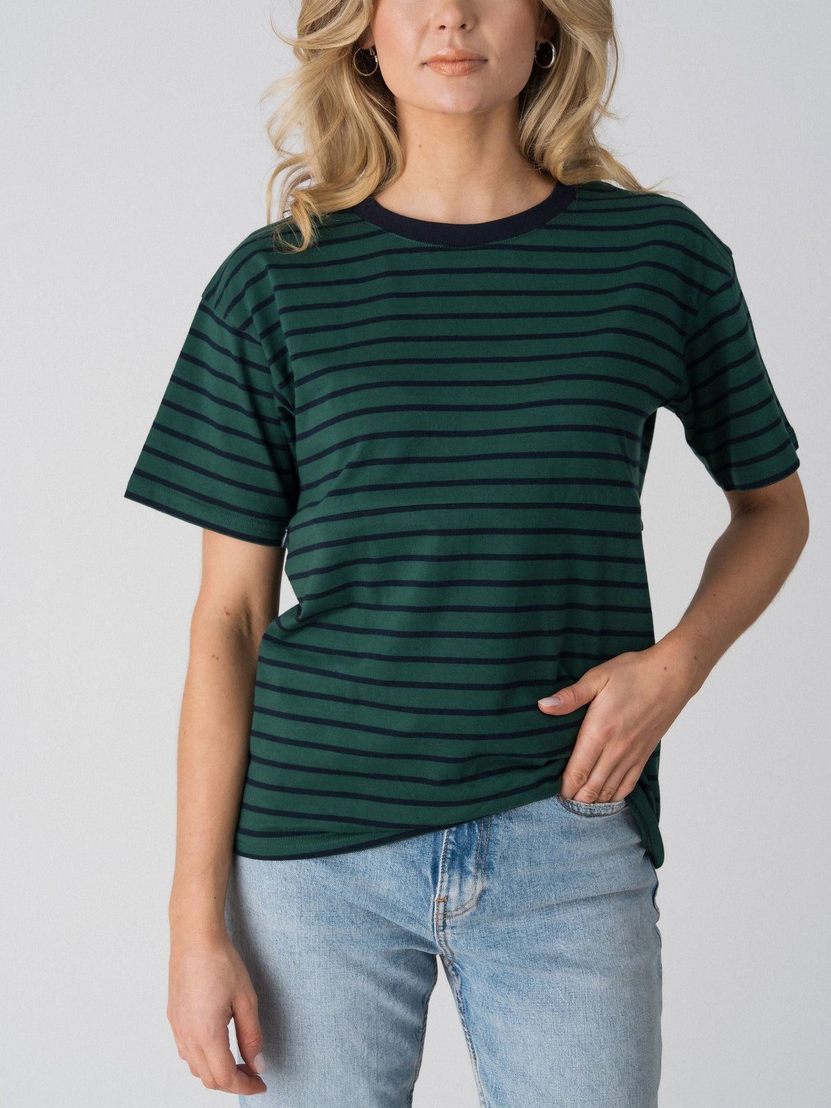 Issa Everyday Striped Tee with breastfeeding access