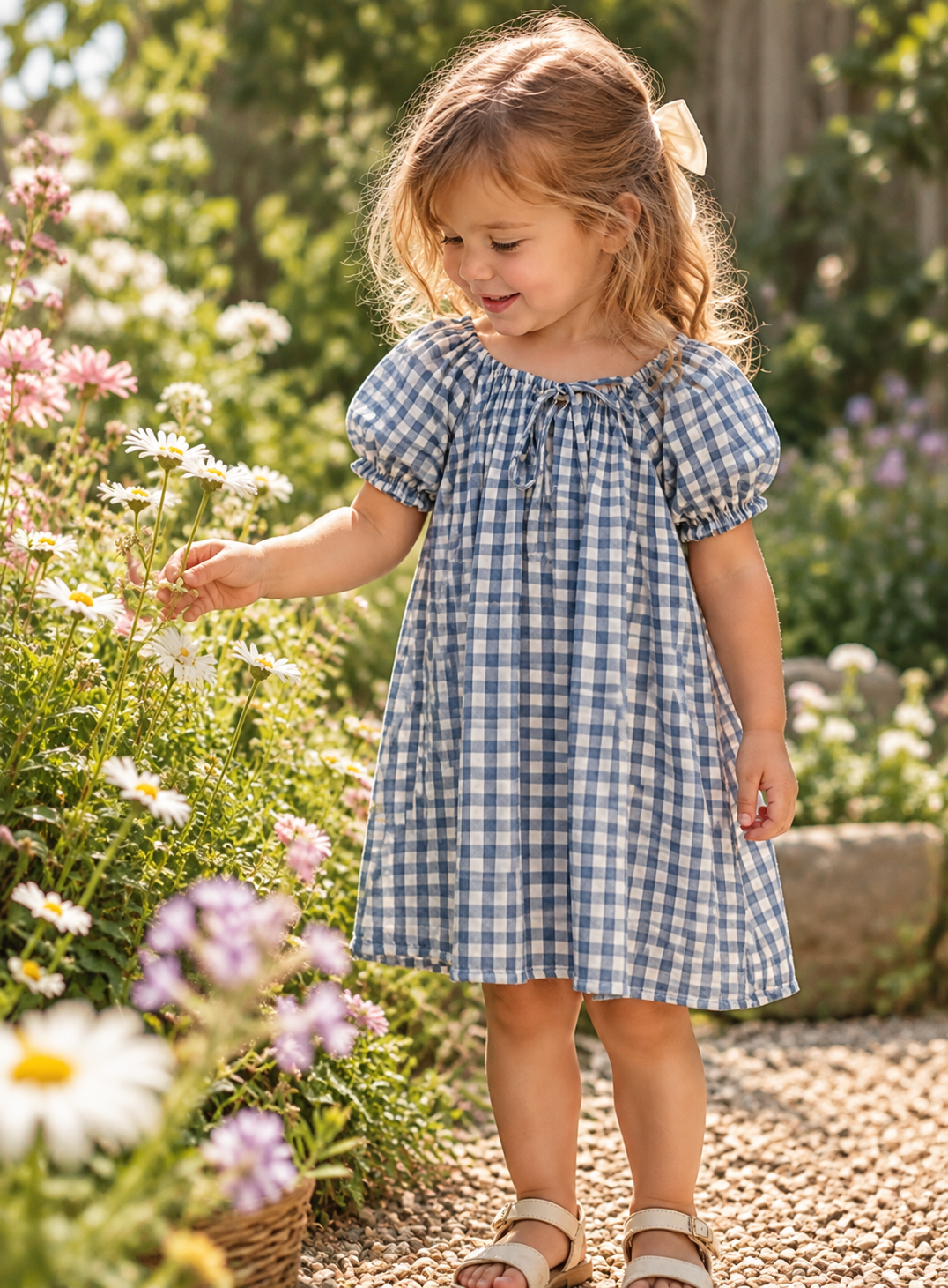 The Daughter Girls Dress || Duck Egg Gingham