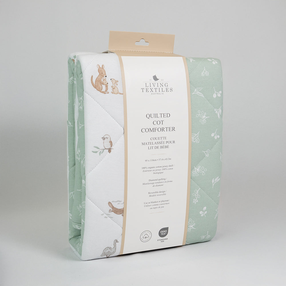 Reversible Quilted Cot Comforter - Australiana