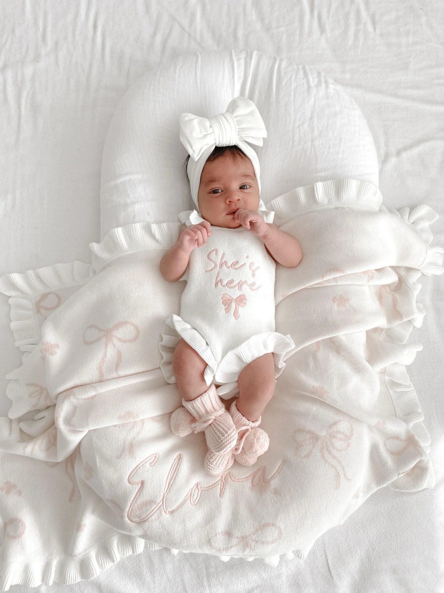 She's Here Bow Tie Frill Romper