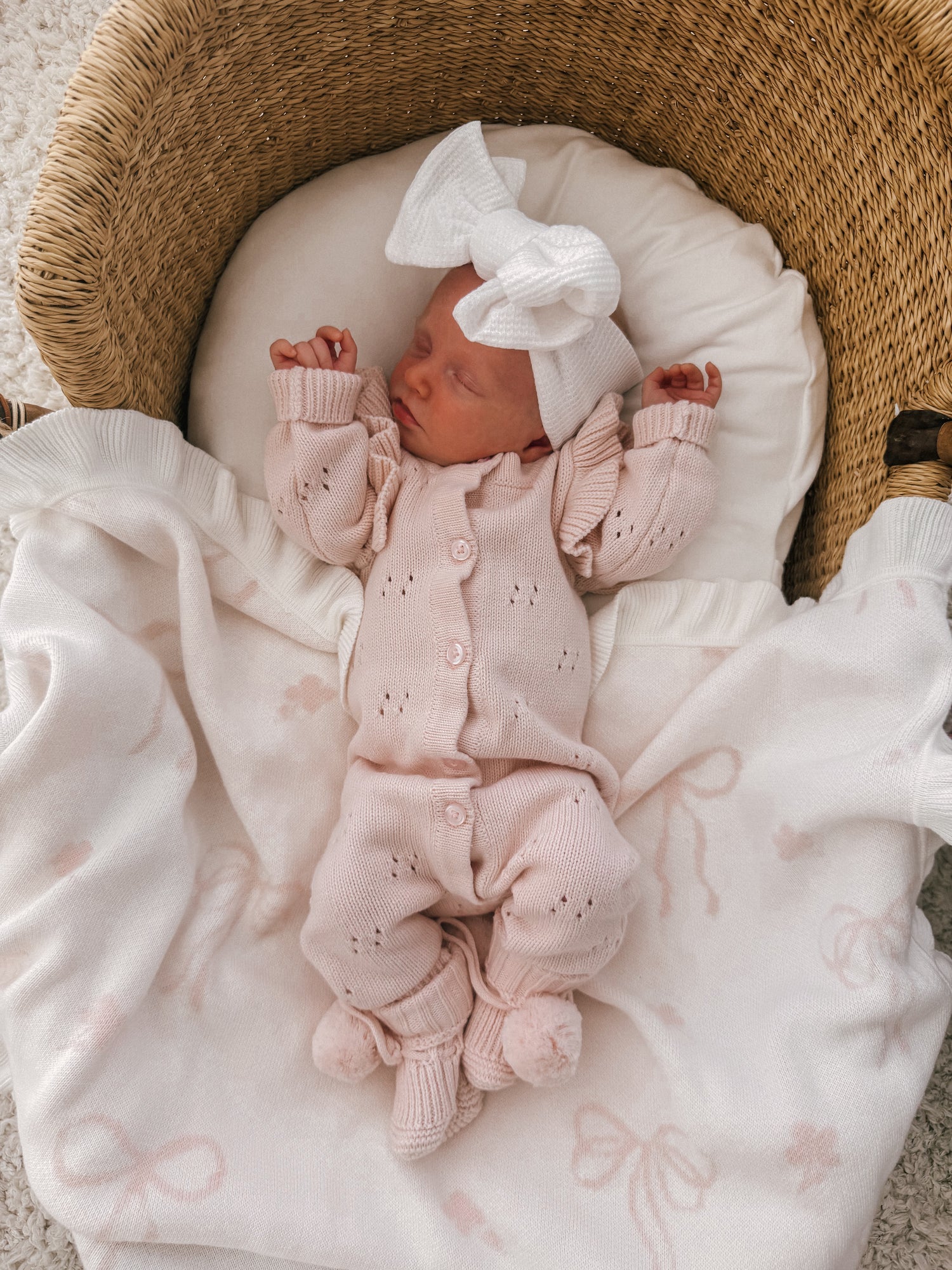 Long Pointelle Flutter Romper Baby Pink