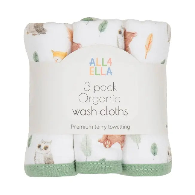 Wash Cloths 3pk - Forest Friends