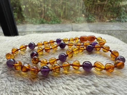 Amber and Amethyst Teething necklace